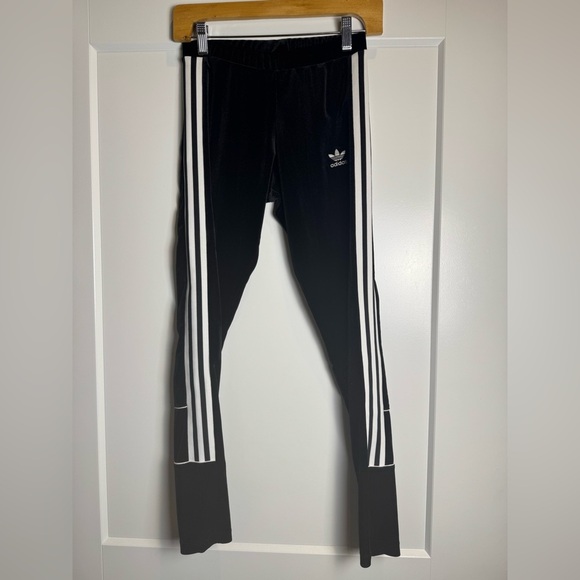 Adidas Originals Velvet Vibes Velour Leggings Black Superstar Firebird Luxe - Picture 4 of 10